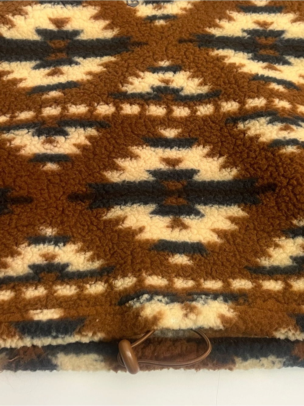 American Eagle Outfitters Brown Aztec Sherpa Quarter-Zip Pullover - Picture 3 of 7